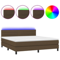 Letto a Molle Materasso e LED MarroneScuro 180x200cm in Tessuto 3133256