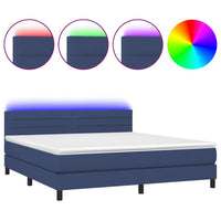 Letto a Molle con Materasso e LED Blu 180x200 cm in Tessuto 3133259