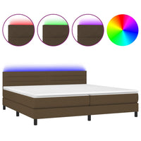 Letto a Molle Materasso e LED MarroneScuro 200x200cm in Tessuto cod mxl 56430