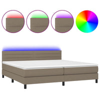 Letto a Molle Materasso e LED tortora 200x200cm in Tessuto 3133265