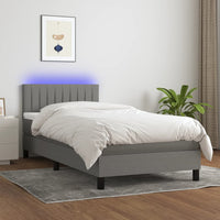 Letto a Molle Materasso e LED Grigio Scuro 80x200 cm in Tessuto cod mxl 37509