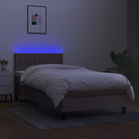 Letto a Molle con Materasso e LED Tortora 80x200 cm in Tessuto 3133273