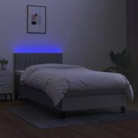 Letto a Molle Materasso e LED Grigio Chiaro 90x190 cm Tessuto 3133277