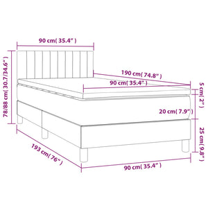 Letto a Molle Materasso e LED Marrone Scuro 90x190cm in Tessuto cod mxl 35553