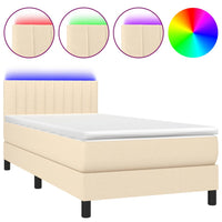 Letto a Molle con Materasso e LED Crema 100x200cm in Tessutocod mxl 98796