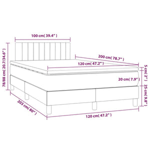 Letto a Molle Materasso e LED Grigio Chiaro 120x200 cm Tessuto 3133301