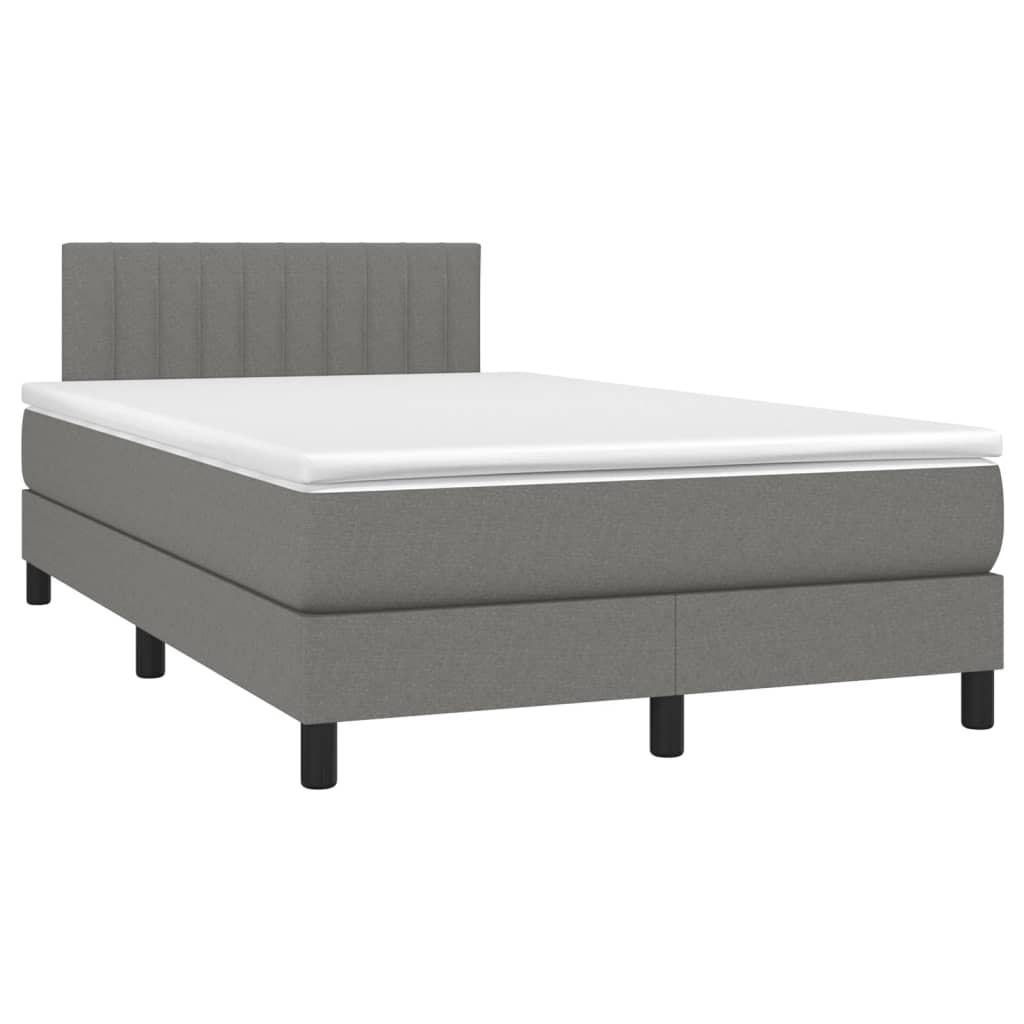 Letto a Molle Materasso e LED Grigio Scuro 120x200cm in Tessuto 3133302