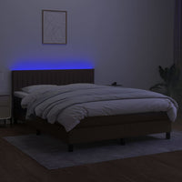 Letto a Molle Materasso e LED MarroneScuro 140x190cm in Tessuto 3133312