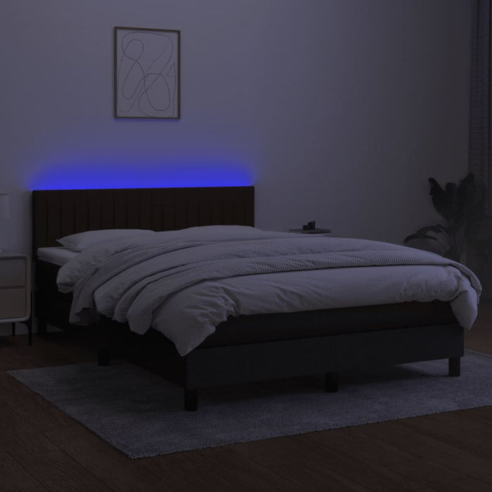 Letto a Molle con Materasso e LED Nero 140x200 cm in Tessuto cod mxl 35566