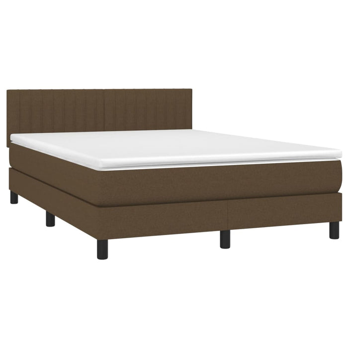 Letto a Molle Materasso e LED Marrone Scuro 140x200 cm Tessuto 3133320