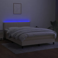 Letto a Molle con Materasso e LED Crema 140x200 cm in Tessuto 3133322