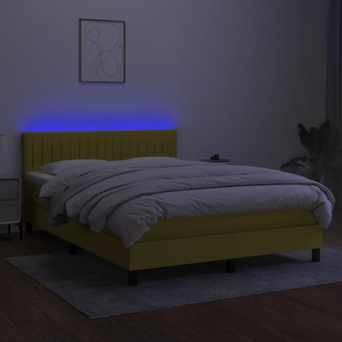 Letto a Molle con Materasso e LED Blu 140x200 cm in Tessuto 3133323