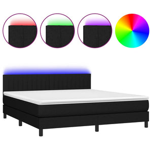 Letto a Molle con Materasso e LED Nero 160x200 cm in Tessuto 3133327