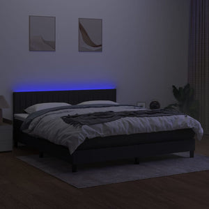 Letto a Molle con Materasso e LED Nero 160x200 cm in Tessuto 3133327