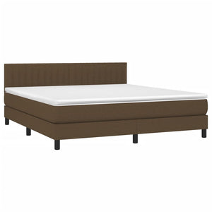 Letto a Molle Materasso e LED Marrone Scuro 160x200 cm Tessuto 3133328