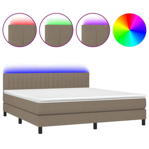 Letto a Molle con Materasso e LED Tortora 160x200 cm in Tessuto cod mxl 35731