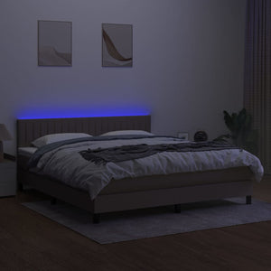 Letto a Molle con Materasso e LED Tortora 160x200 cm in Tessuto cod mxl 35731