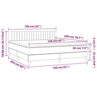 Letto a Molle con Materasso e LED Tortora 160x200 cm in Tessuto cod mxl 35731