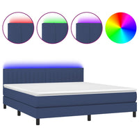 Letto a Molle con Materasso e LED Blu 160x200 cm in Tessuto 3133331