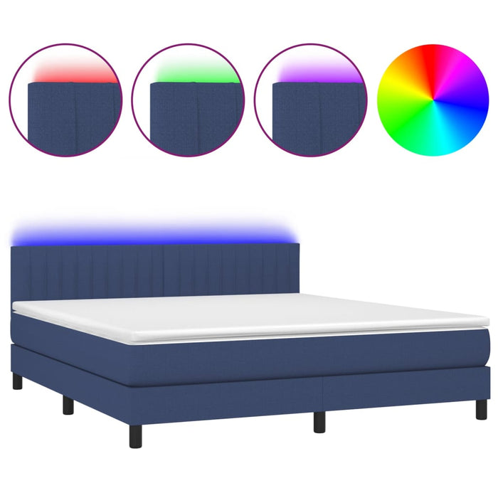 Letto a Molle con Materasso e LED Blu 160x200 cm in Tessuto 3133331