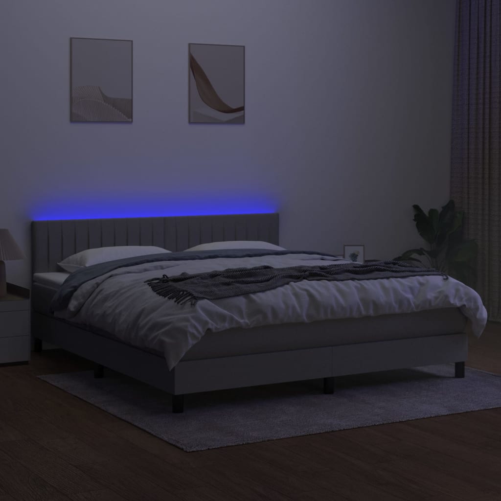 Letto a Molle Materasso e LED Grigio Chiaro 180x200 cm Tessuto cod mxl 47026