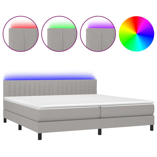 Letto a Molle Materasso e LED Grigio Chiaro 200x200 cm Tessuto cod mxl 56208