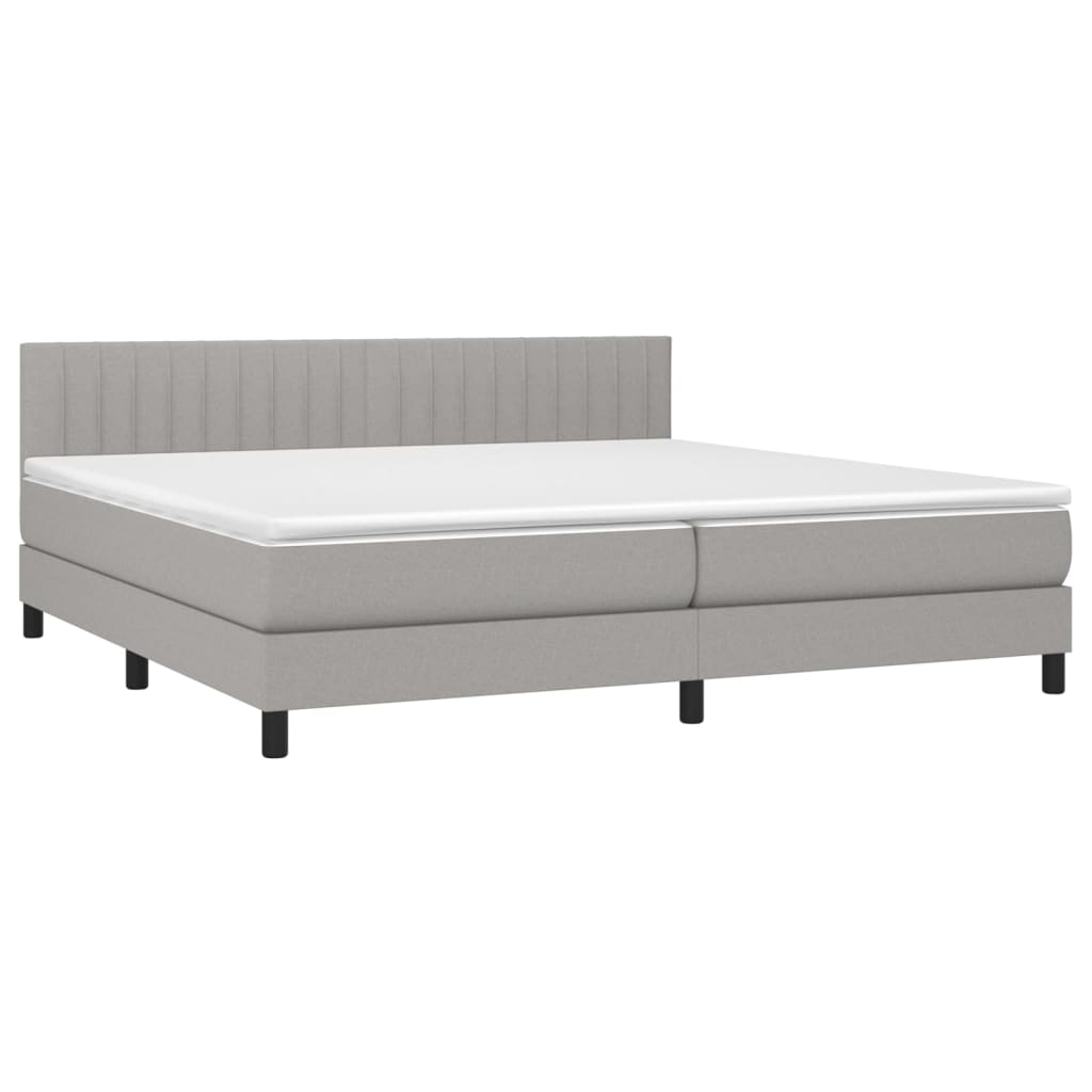 Letto a Molle Materasso e LED Grigio Chiaro 200x200 cm Tessuto cod mxl 56208