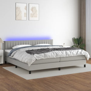 Letto a Molle Materasso e LED Grigio Chiaro 200x200 cm Tessuto cod mxl 56208