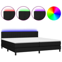 Letto a Molle Materasso e LED Nero 200x200cm in Tessuto cod mxl 59508