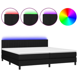 Letto a Molle Materasso e LED Nero 200x200cm in Tessuto cod mxl 59508