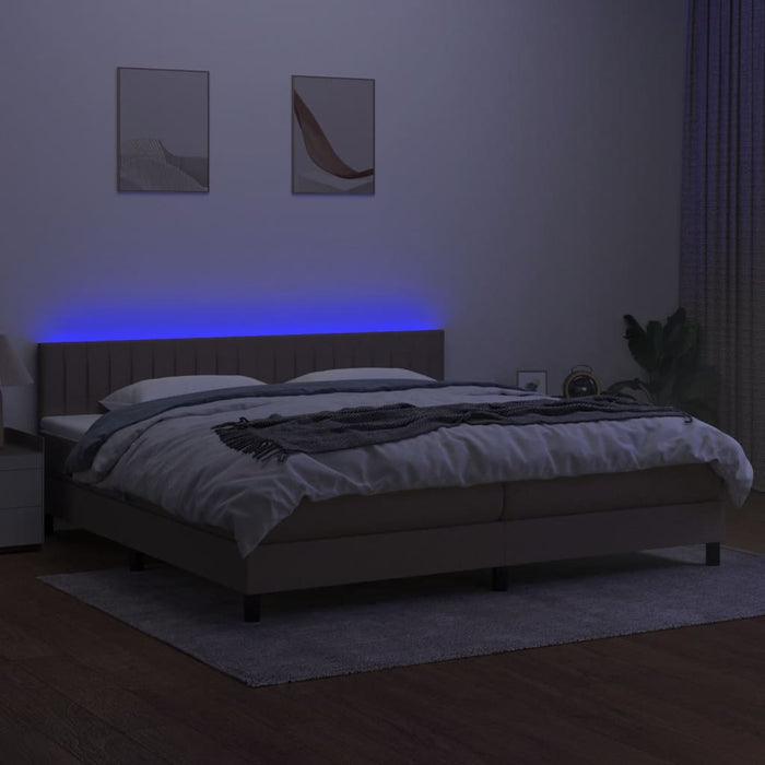 Letto a Molle Materasso e LED tortora 200x200cm in Tessuto cod mxl 63280