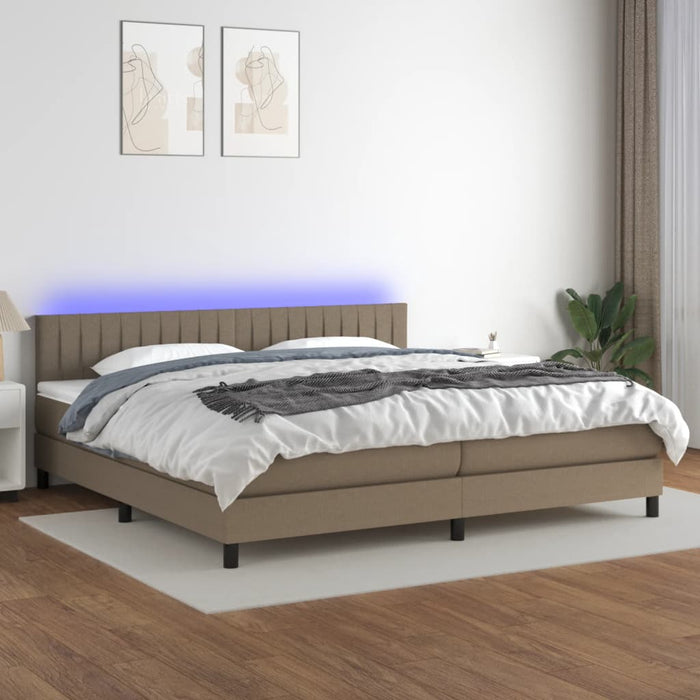 Letto a Molle Materasso e LED tortora 200x200cm in Tessuto cod mxl 63280