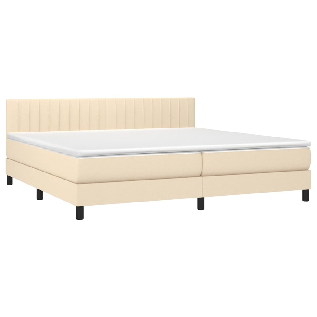 Letto a Molle Materasso e LED bianco 200x200cm in Tessuto 3133346