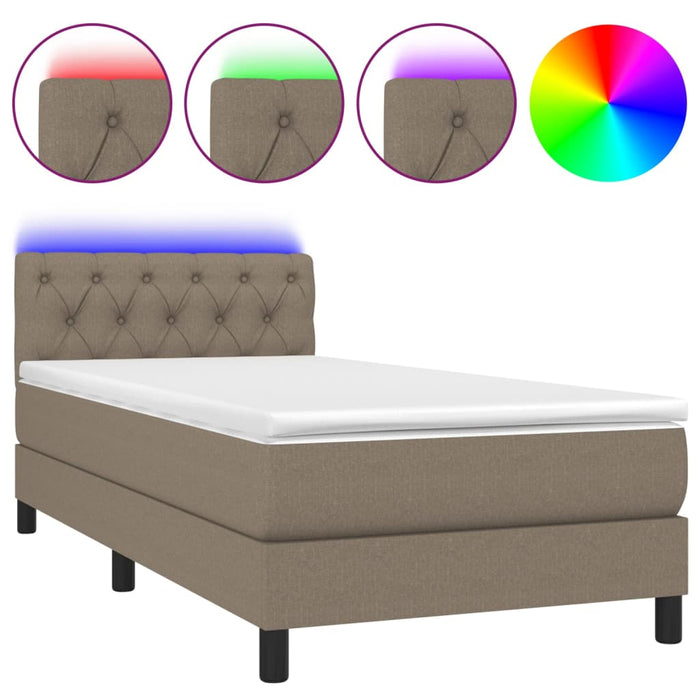 Letto a Molle con Materasso e LED Tortora 80x200 cm in Tessuto cod mxl 56230