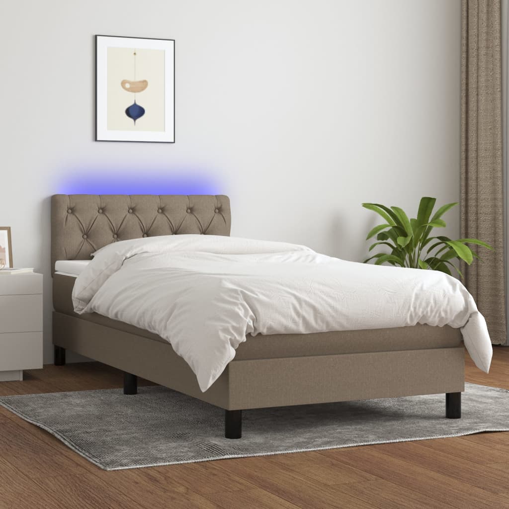 Letto a Molle con Materasso e LED Tortora 80x200 cm in Tessuto cod mxl 56230