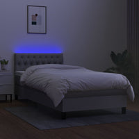 Letto a Molle Materasso e LED Grigio Chiaro 90x200 cm Tessuto 3133365