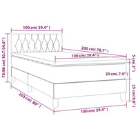 Letto a Molle con Materasso e LED Nero 100x200 cm in Tessuto 3133375