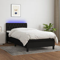 Letto a Molle con Materasso e LED Nero 100x200 cm in Tessuto 3133375