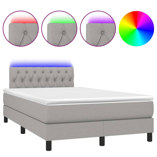 Letto a Molle Materasso e LED Grigio Chiaro 120x200 cm Tessuto cod mxl 57749