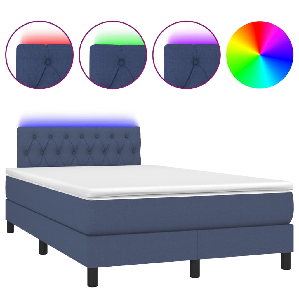 Letto a Molle con Materasso e LED Blu 120x200cm in Tessuto cod mxl 64295