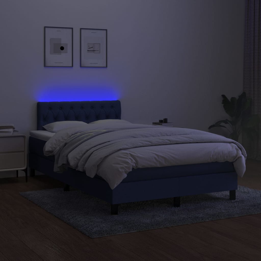 Letto a Molle con Materasso e LED Blu 120x200cm in Tessuto cod mxl 64295