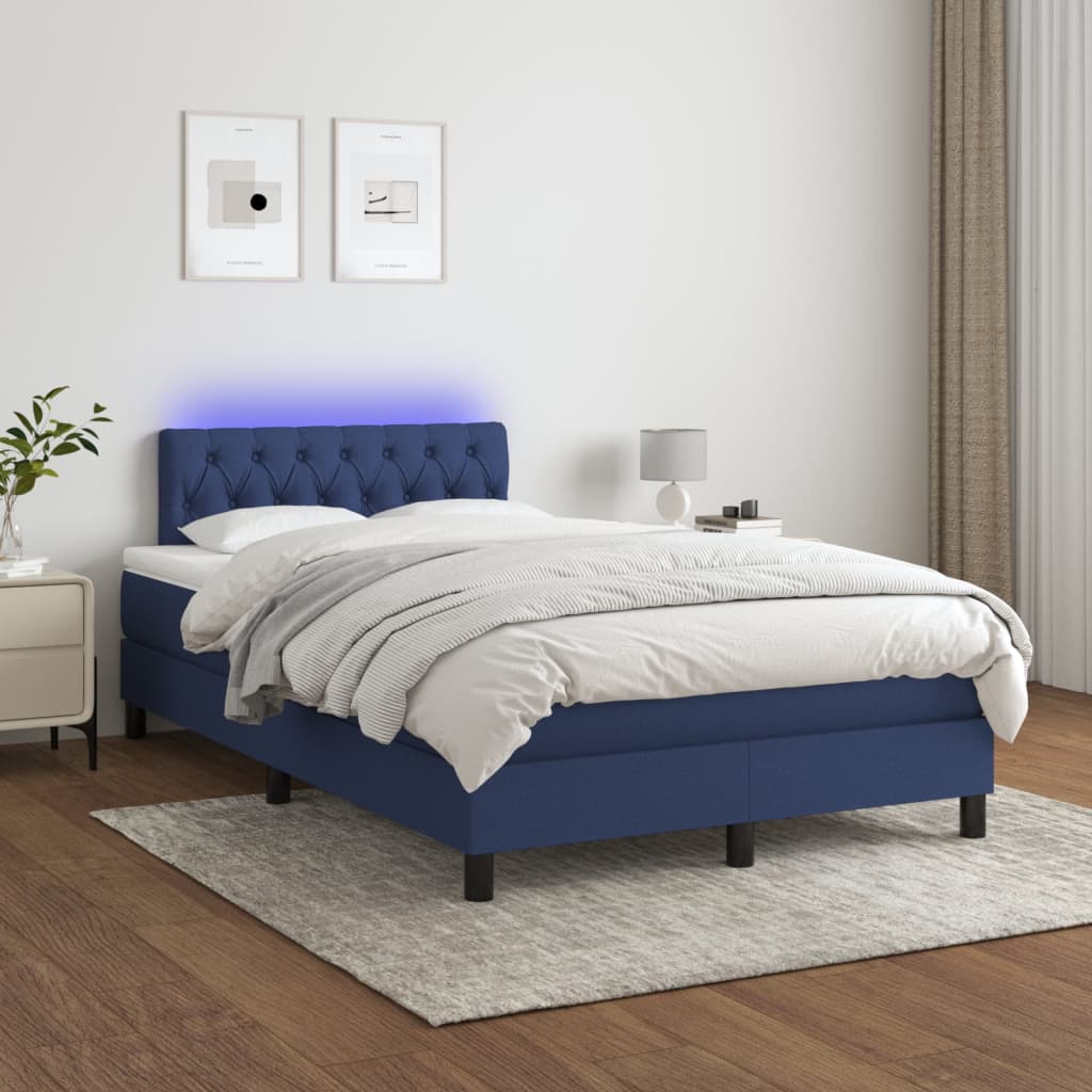 Letto a Molle con Materasso e LED Blu 120x200cm in Tessuto cod mxl 64295