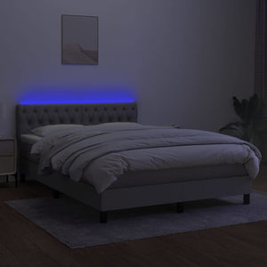 Letto a Molle Materasso e LED Grigio Chiaro 140x190 cm Tessuto 3133389