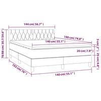 Letto a Molle Materasso e LED Grigio Scuro 140x190cm in Tessuto 3133390