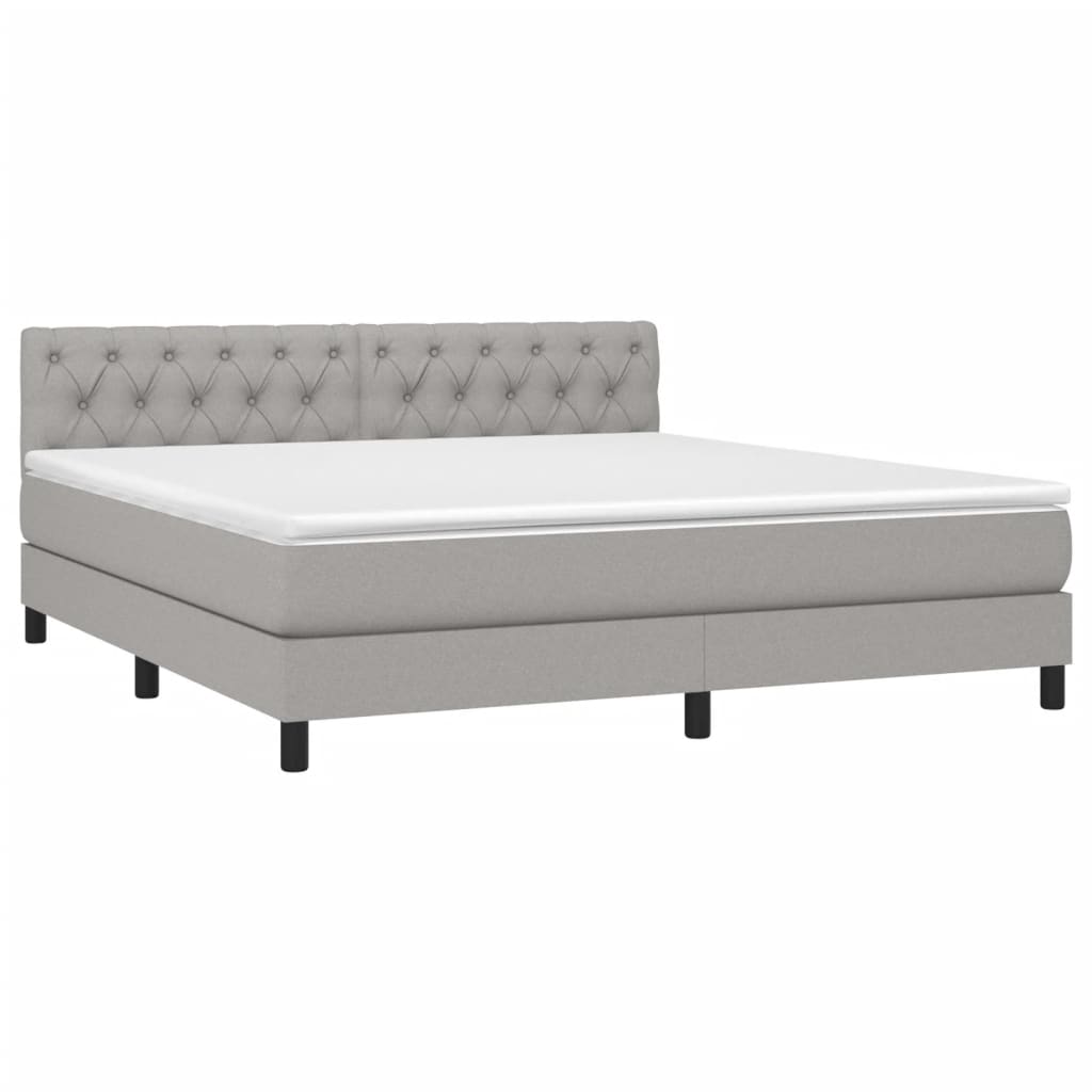 Letto a Molle Materasso e LED Grigio Chiaro 160x200 cm Tessuto 3133405