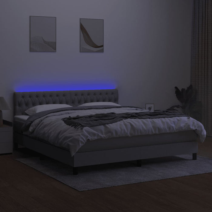 Letto a Molle Materasso e LED Grigio Chiaro 160x200 cm Tessuto 3133405