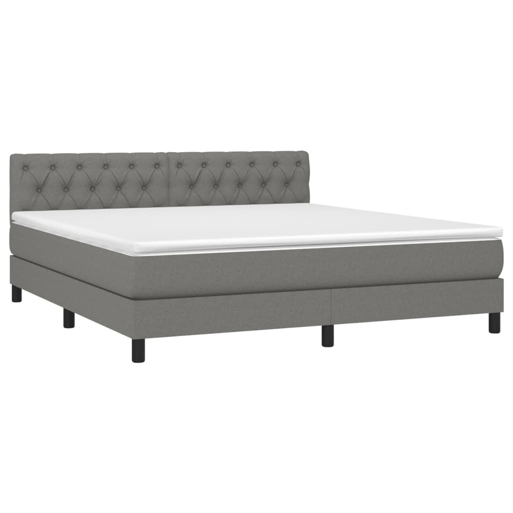 Letto a Molle Materasso e LED Grigio Scuro 160x200cm in Tessuto cod mxl 38228