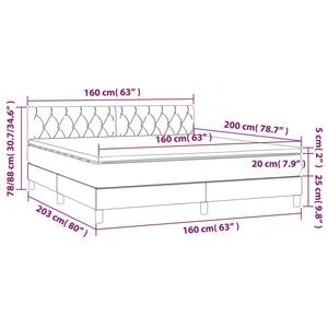 Letto a Molle Materasso e LED Marrone Scuro 160x200 cm Tessuto 3133408