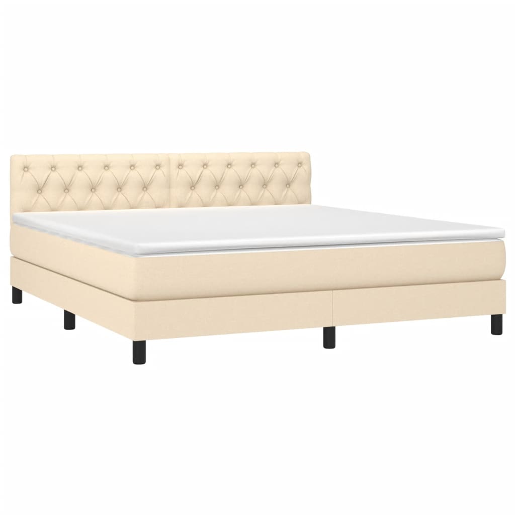 Letto a Molle con Materasso e LED Crema 160x200 cm in Tessuto cod mxl 34656