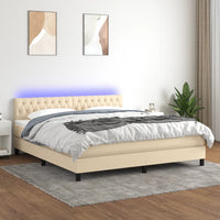 Letto a Molle con Materasso e LED Crema 160x200 cm in Tessuto cod mxl 34656